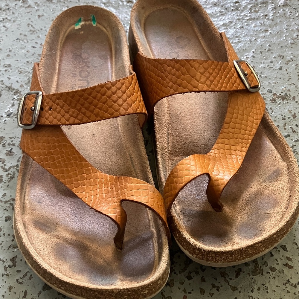 Mustard color Textured Sandals with Buckle